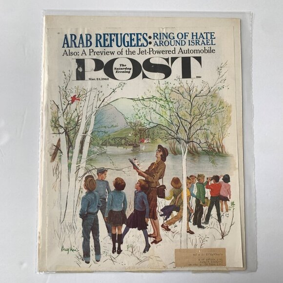The Saturday Evening Post Magazine COVER March 24 1962 George Hughes Arab Refuge - Picture 1 of 4